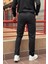 Erkek, Siyah, Slim fit, pamuklu dokuma pantolon 4