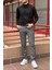 Erkek, Gri, Slim fit, pamuklu dokuma pantolon 1