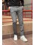 Erkek, Gri, Slim fit, pamuklu dokuma pantolon 3