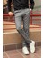 Erkek, Gri, Slim fit, pamuklu dokuma pantolon 6