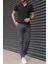 Erkek, Füme, Slim fit, pamuklu dokuma pantolon 6