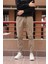 Bel ve paça lastikli, gabardin kumaş, taş jogger pantolon 3