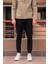 Bel ve paça lastikli, gabardin kumaş, lacivert jogger pantolon 3