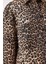 Kadın Vizon Siyah Leopar Desenli Gabardin Gömlek 3
