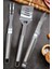 3 Parça Mangal Aksesuar Seti Paslanmaz Çelik Barbekü Set Maşa Spatula Çatal 43CM 2