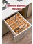 Ayarlı 5-7 Bölmeli Bambu Kaşıklık, Çekmece ve Tezgah Için Organizer 4