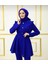 Saks Mavisi Tunik Pantolon Şık Lüks Tesettür Takım Abiye Taş Düğme 2