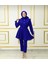 Saks Mavisi Tunik Pantolon Şık Lüks Tesettür Takım Abiye Taş Düğme 5