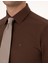 Erkek Kahverengi Slim Fit Uzun Kollu Basic Gömlek 50316734-VR029 7