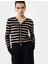 Uzun Kollu Bisiklet Yaka Çizgili Triko Hırka 2