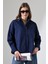Kadın Gömlek Poplin Kumaş Lacivert Oversize Basic Kadın Gömlek 1