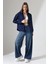 Kadın Gömlek Poplin Kumaş Lacivert Oversize Basic Kadın Gömlek 2