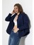 Kadın Gömlek Poplin Kumaş Lacivert Oversize Basic Kadın Gömlek 7