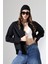 Kadın Gömlek Poplin Kumaş Siyah Oversize Basic Kadın Gömlek 3