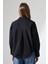 Kadın Gömlek Poplin Kumaş Siyah Oversize Basic Kadın Gömlek 8