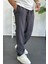 Erkek Beli Lastikli Modal Kumaş Rahat Kesim Pantolon Füme EDW396 1