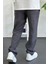 Erkek Beli Lastikli Modal Kumaş Rahat Kesim Pantolon Füme EDW396 3