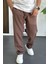 Erkek Beli Lastikli Modal Kumaş Rahat Kesim Pantolon Kahverengi EDW396 2