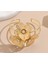 Altın Renk Taş Detaylı Çiçek Tasarımlı Bileklik | 7x3.5 cm Ayarlanabilir Kadın Aksesuar 1
