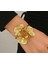 Altın Renk Taş Detaylı Çiçek Tasarımlı Bileklik | 7x3.5 cm Ayarlanabilir Kadın Aksesuar 4