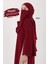 Leyla Abaya Şal Peçe 3'lü Set Bordo 4