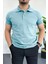 Erkek Slim Fit Düz Renk Pamuklu Soft Polo Tişört Açık Mavi EDW365 1