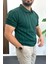 Erkek Açık Yaka Desenli Tişört Koyu Yeşil EDW385 2