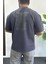 Erkek Kabartmalı Sırt Baskılı Oversize Tişört Füme EDW390 1