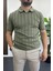 Erkek Açık Yaka Desenli Tişört Yeşil EDW385 1