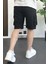 Erkek Beli Lastikli Cepli Şort Siyah EDW388 3