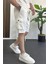 Erkek Beli Lastikli Cepli Şort Beyaz EDW388 1