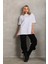 Unisex Bisiklet Yaka 20/1 Düz Oversize T-Shirt - Beyaz 2