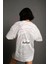 Giyimodam Bisiklet Yakalı Sırt Baskılı Oversize T-Shirt - Beyaz 1