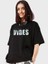 Baskılı Oversize T-Shirt - Siyah 4