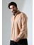 Yeni Sezon Oversize Kesim Uzun Kol Pamuk Keten Erkek Turuncu Gömlek 5