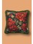 Yeşil Püsküllü, Kırmızı Çiçek Desen Dekoratif 43X43CM Kare Kırlent Kılıfı 1