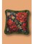 Yeşil Püsküllü, Kırmızı Çiçek Desen Dekoratif 43X43CM Kare Kırlent Kılıfı 2