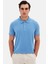 Ds Damat Regular Fit Açık Indigo %100 Pamuklu Uzun Ömürlü Kıvrılmaz Polo Yaka Nakışlı T-Shirt 1