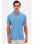 Ds Damat Regular Fit Açık Indigo %100 Pamuklu Uzun Ömürlü Kıvrılmaz Polo Yaka Nakışlı T-Shirt 2