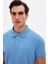 Ds Damat Regular Fit Açık Indigo %100 Pamuklu Uzun Ömürlü Kıvrılmaz Polo Yaka Nakışlı T-Shirt 3