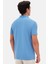 Ds Damat Regular Fit Açık Indigo %100 Pamuklu Uzun Ömürlü Kıvrılmaz Polo Yaka Nakışlı T-Shirt 6