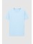 Slim Fit Açık Mavi Düz Kabartma Baskılı T-Shirt 5