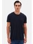 Ds Damat Regular Fit Lacivert Düz Nakışlı %100 Pamuk T-Shirt 1