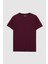 Ds Damat Regular Fit Mürdüm Düz Nakışlı %100 Pamuk T-Shirt 5