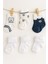 6'lı Erkek Bebek Çorap Seti – Ayıcık ve Pati Desenli | Lacivert & Beyaz | Pamuklu 1