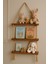 3 Katlı Dekoratif Ahşap Halatlı Duvar Rafı Kitaplık & Çiçeklik Uçan Raf 40CM Genişlik x 13CM Derinlik 2