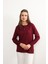 Kadın Likralı Orta Yaş ve Üzeri Dört Mevsim Anne Penye Bluz Düğme Desenli Lastikli Kol Bordo - 2xl 7