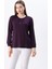 Kadın Likralı Orta Yaş ve Üzeri Dört Mevsim Anne Penye Bluz Düğme Desenli Lastikli Kol Mor - L 1