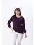 Kadın Likralı Orta Yaş ve Üzeri Dört Mevsim Anne Penye Bluz Düğme Desenli Lastikli Kol Mor - L 4