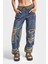 Kadın Tint Haki Lazer Detaylı Skater Jogger Fit Denim Jogger Kot Pantolon Baggy Model 2